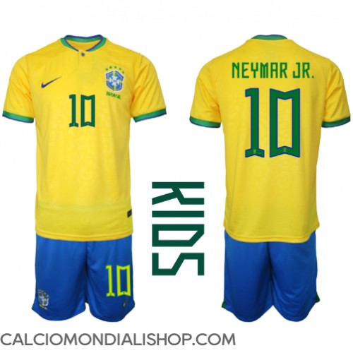 Maglie da calcio Brasile Neymar Jr #10 Prima Maglia Bambino Mondiali 2022 Manica Corta (+ Pantaloni corti)